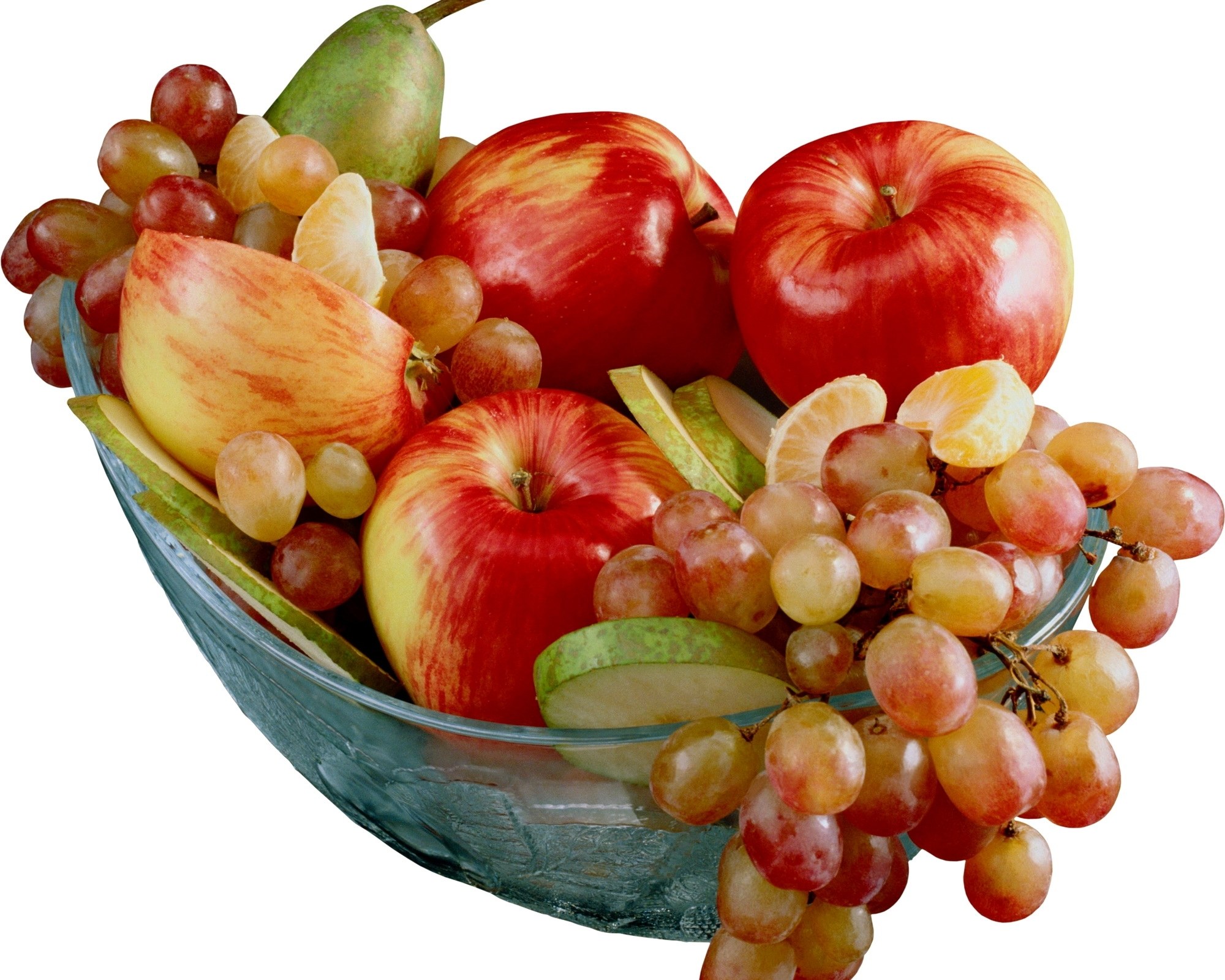 fruit bowl with apples and grapes