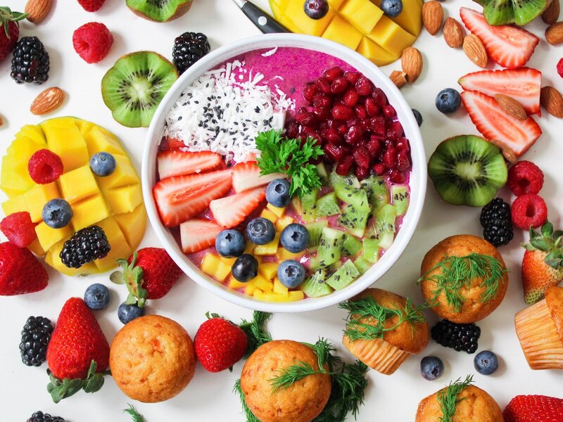 Fruit Bowl with Berries — White