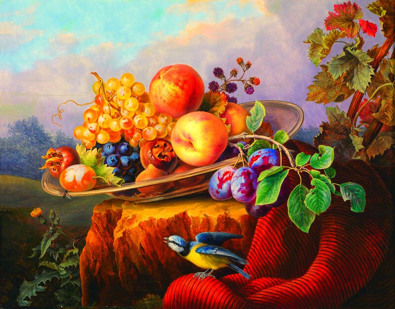 Fruit Bowl with Bird