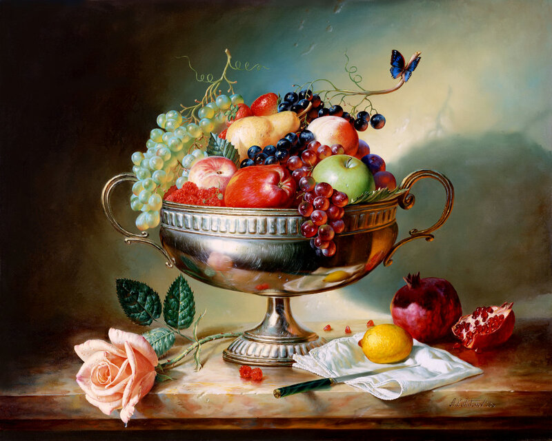 Fruit Bowl with Rose