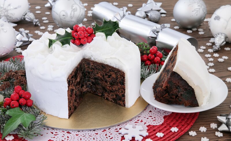 Fruit Cake with White Icing — Festive