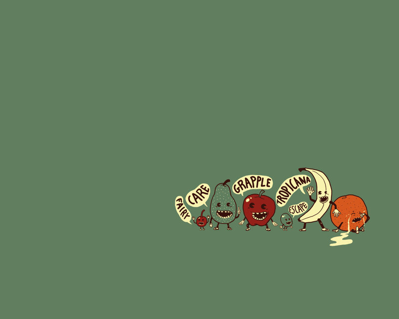 Fruit characters in a line