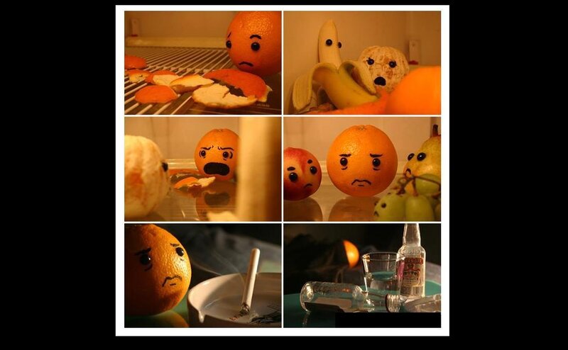 Fruit characters in fridge