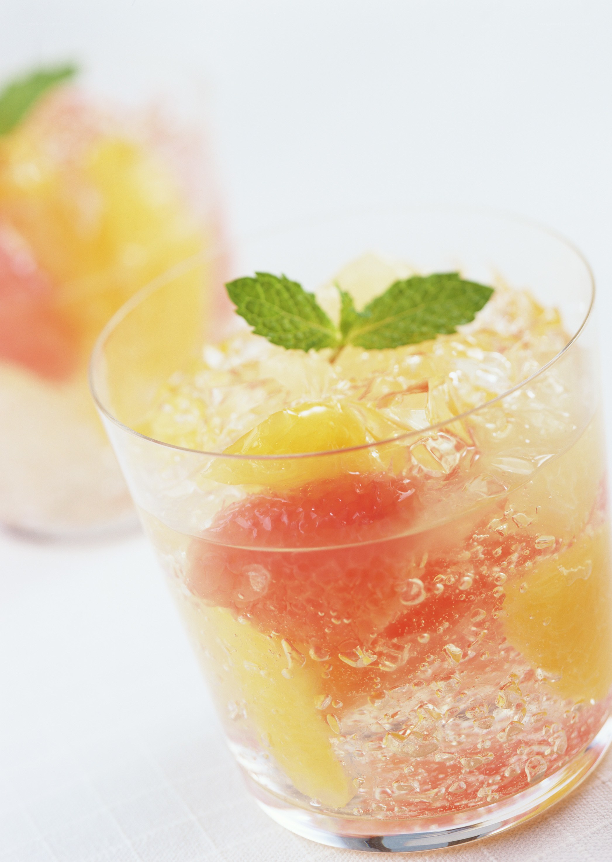 fruit cocktail in glass