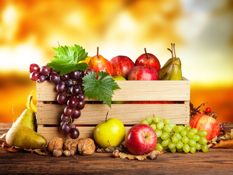 Fruit Crate on Wooden Table