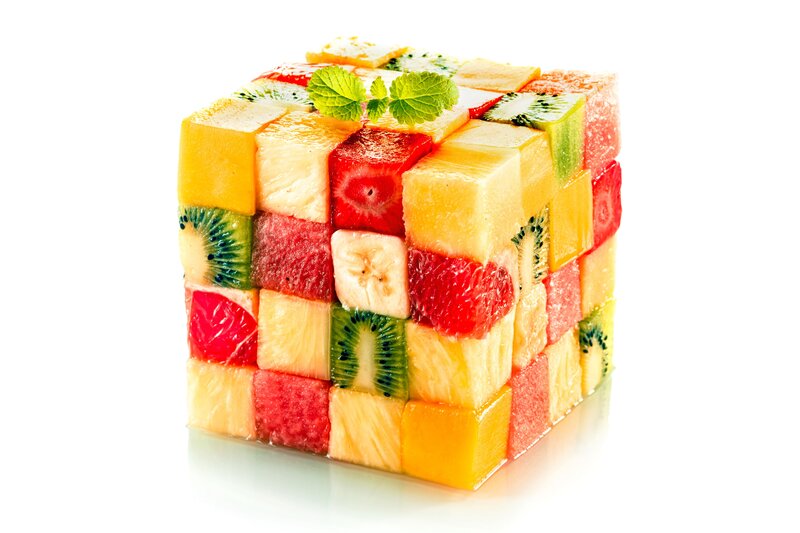 Fruit Cube Dessert — Yellow