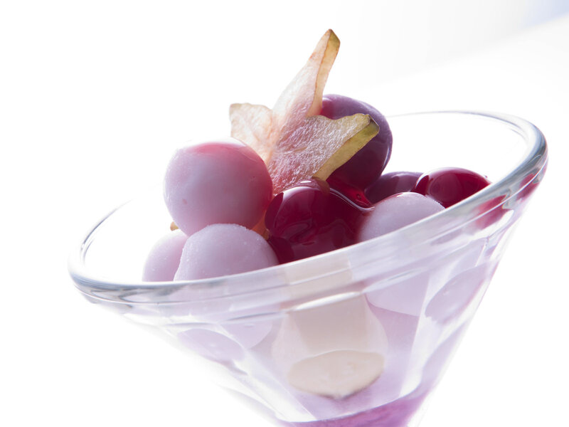 fruit dessert in glass bowl