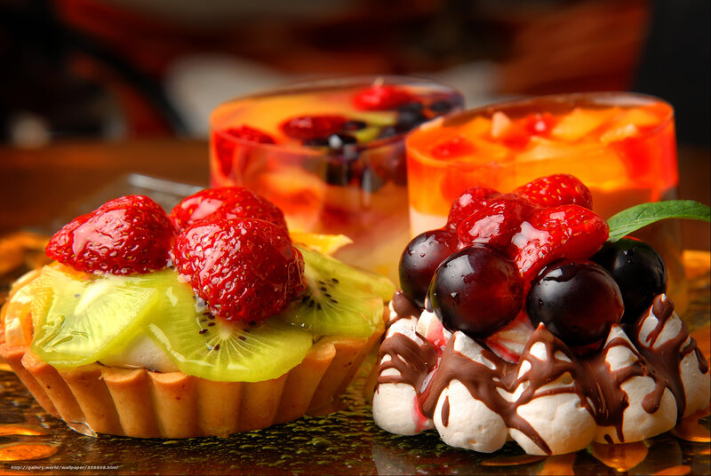 Fruit Desserts on Table — Red, Appetizing, Photograph