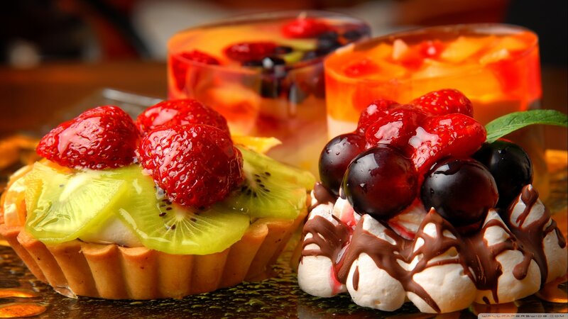 Fruit Desserts on Table — Red, Appetizing