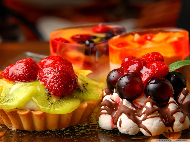 Fruit Desserts on Table — Red