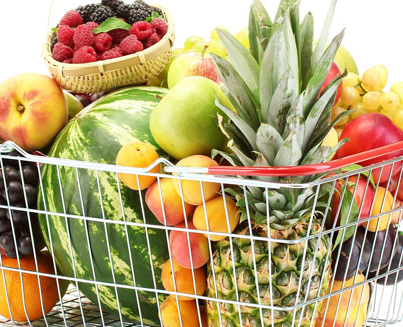 Fruit-filled Shopping Basket