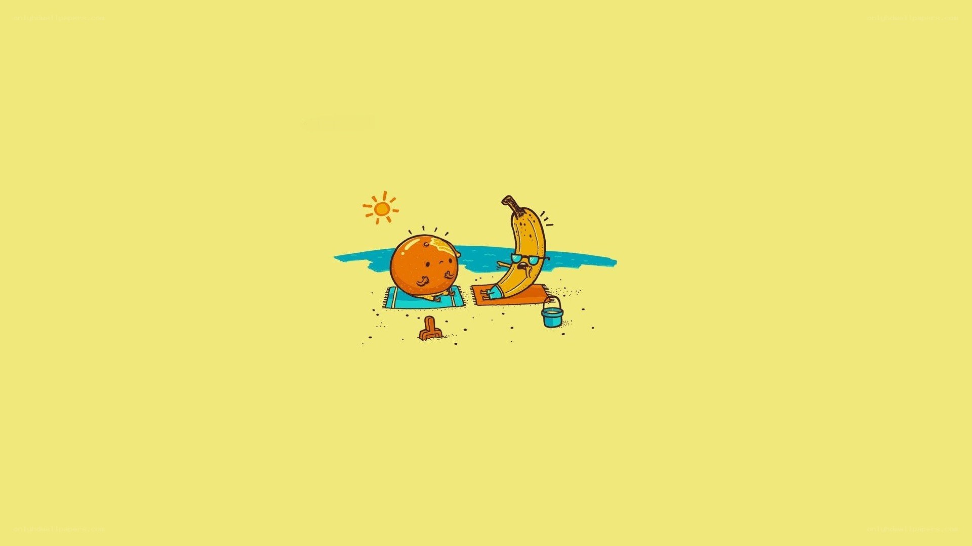 Fruit friends at the beach