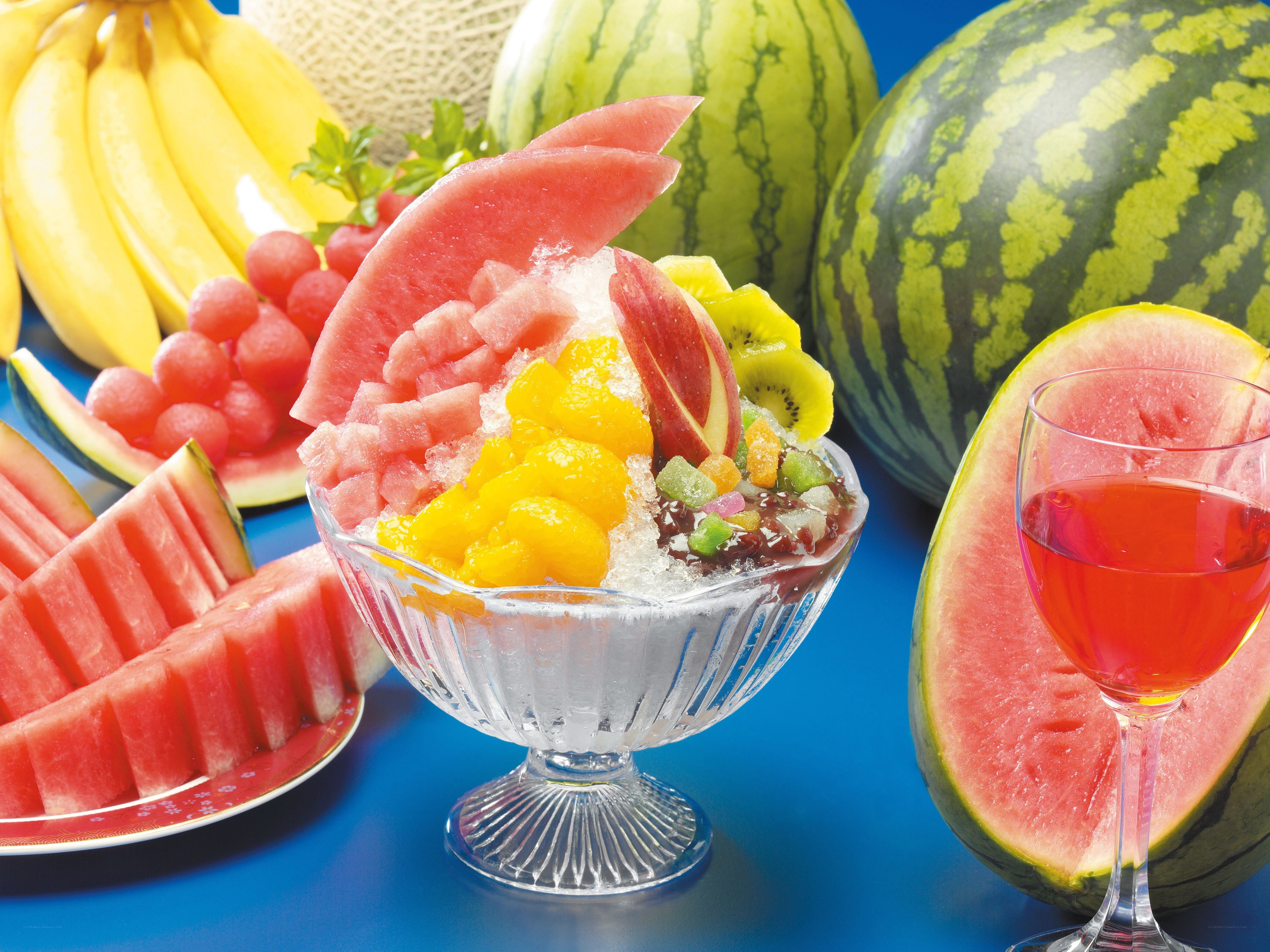 Fruit ice dessert with watermelon