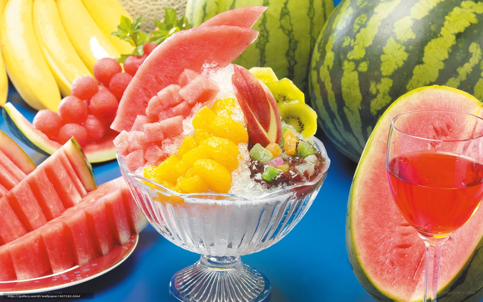 Fruit ice dessert with watermelon