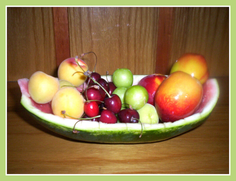 fruit in a watermelon bowl