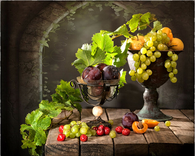 Fruit in Metal Bowls