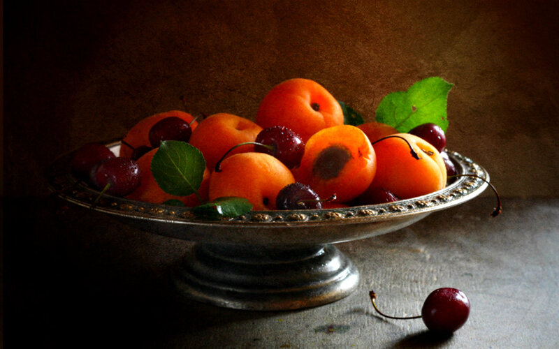 Fruit in Silver Bowl — Orange