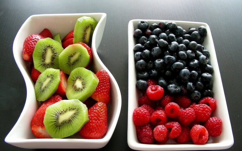 Fruit in Two Bowls — Red, Fresh, Photograph