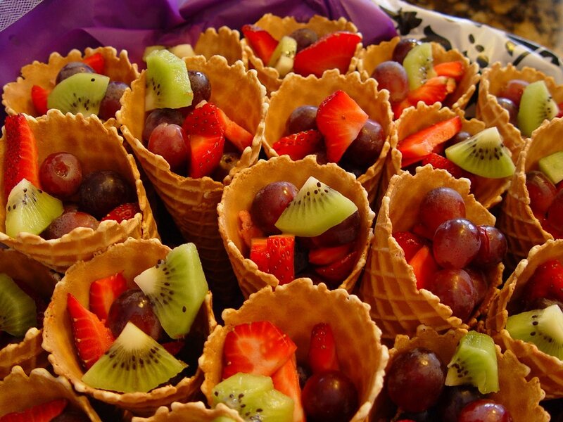 Fruit in Waffle Cones