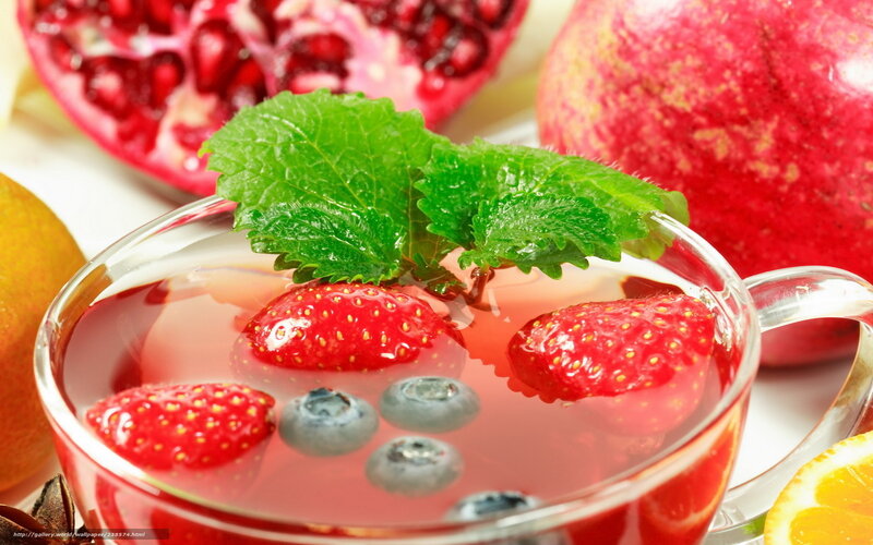 Fruit-infused Drink in Glass — Red