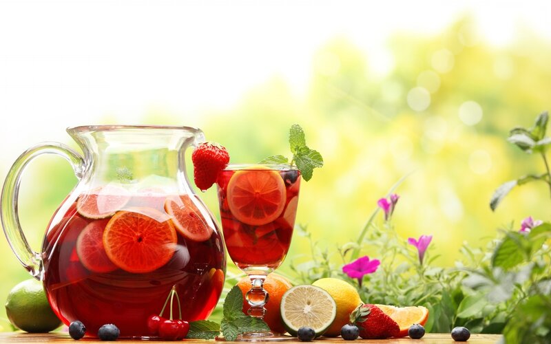 Fruit-infused Drink in Pitcher — Red, Refreshing, Afternoon