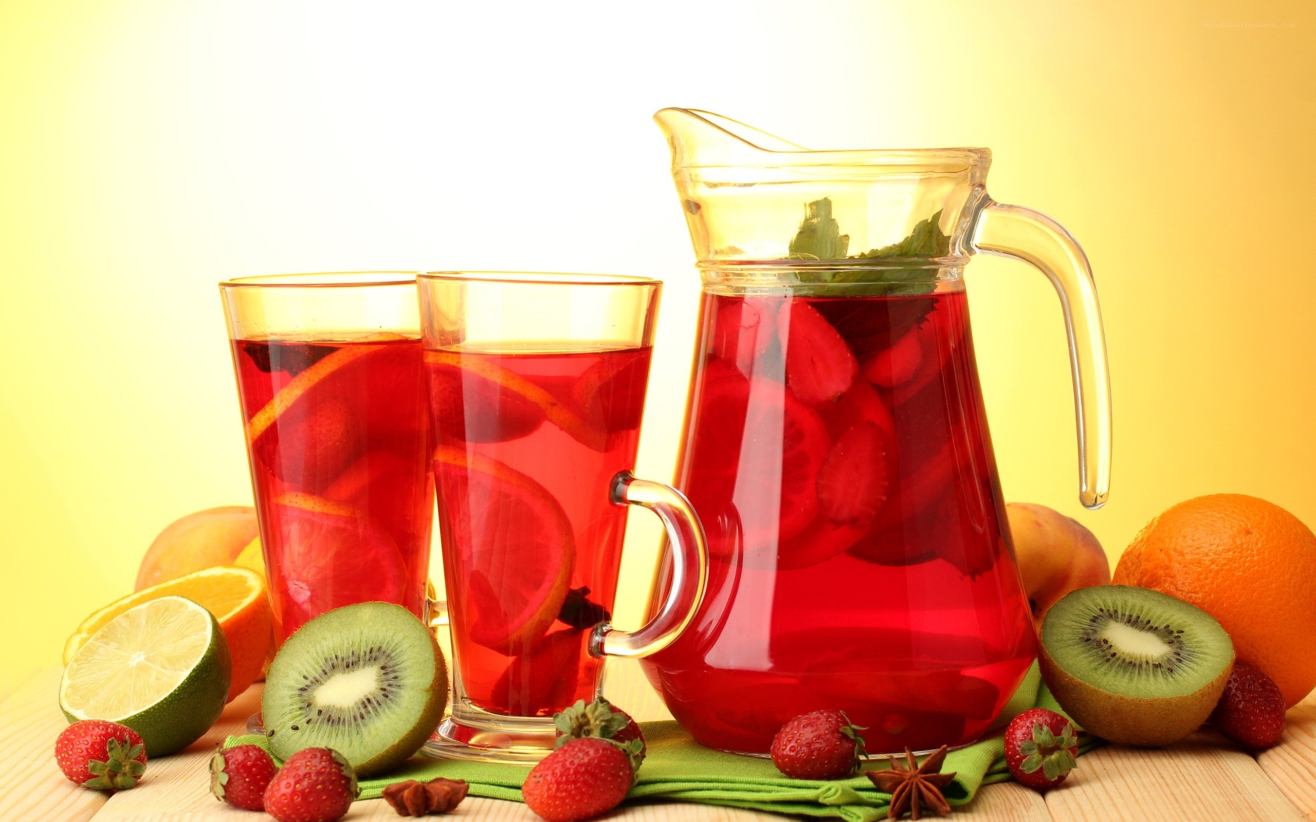 fruit-infused drink with fresh fruit
