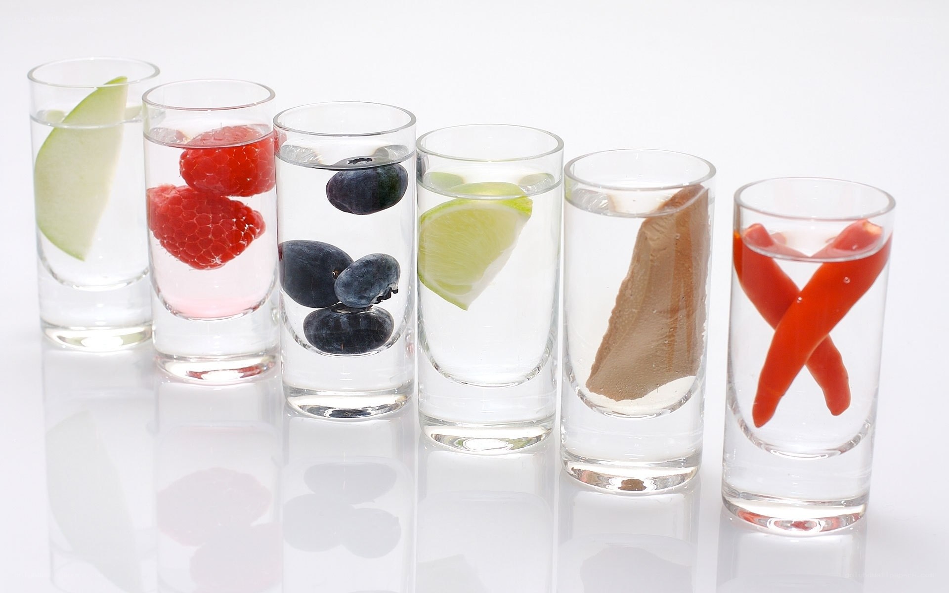 Fruit-infused shots in glasses