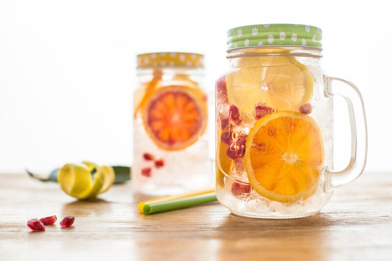 Fruit-infused Water in Jars