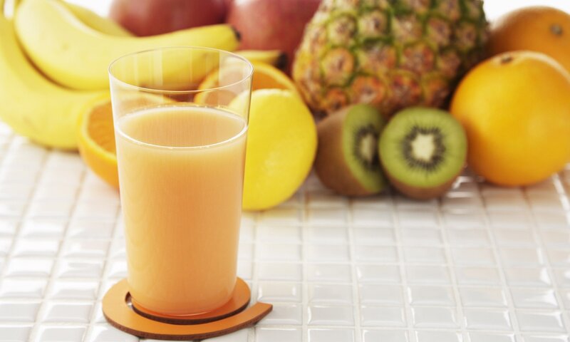 fruit juice with fresh fruits