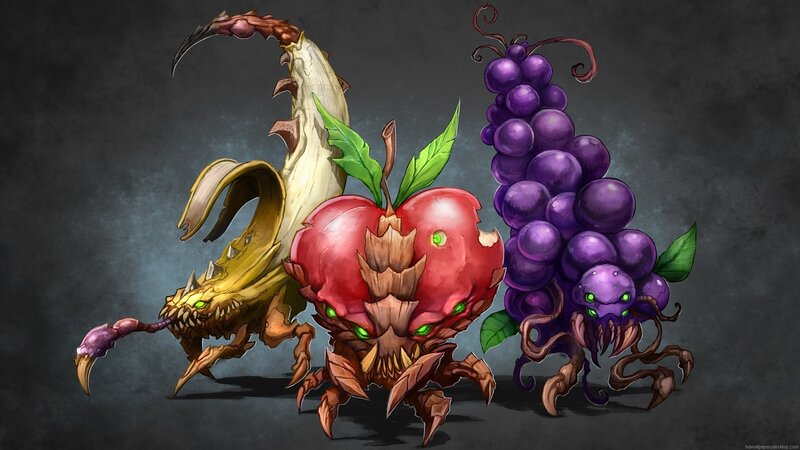 Fruit Monsters — Purple, Dark, Digital Art