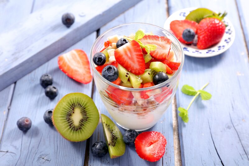Fruit Parfait in Glass — Blue