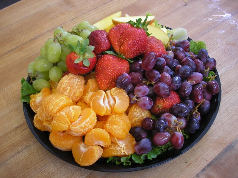 fruit platter on wooden table