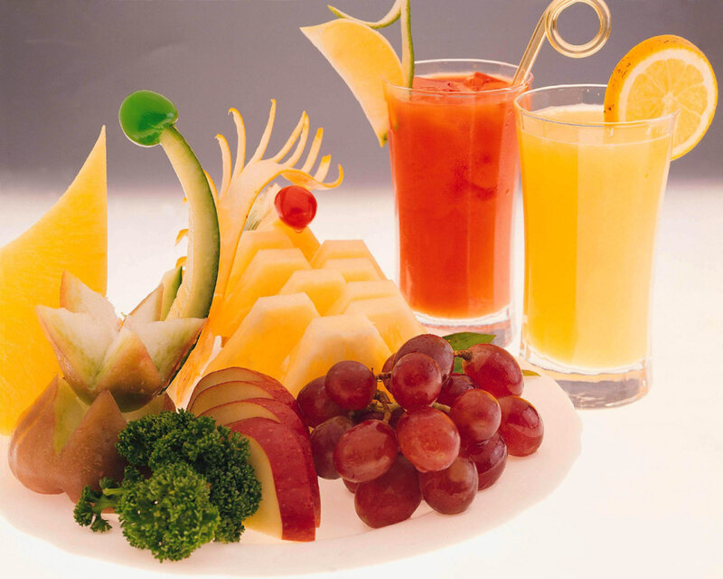 fruit platter with juices
