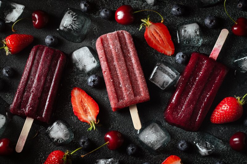 Fruit Popsicles on Black