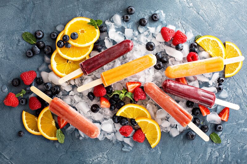 Fruit Popsicles on Ice — Blue