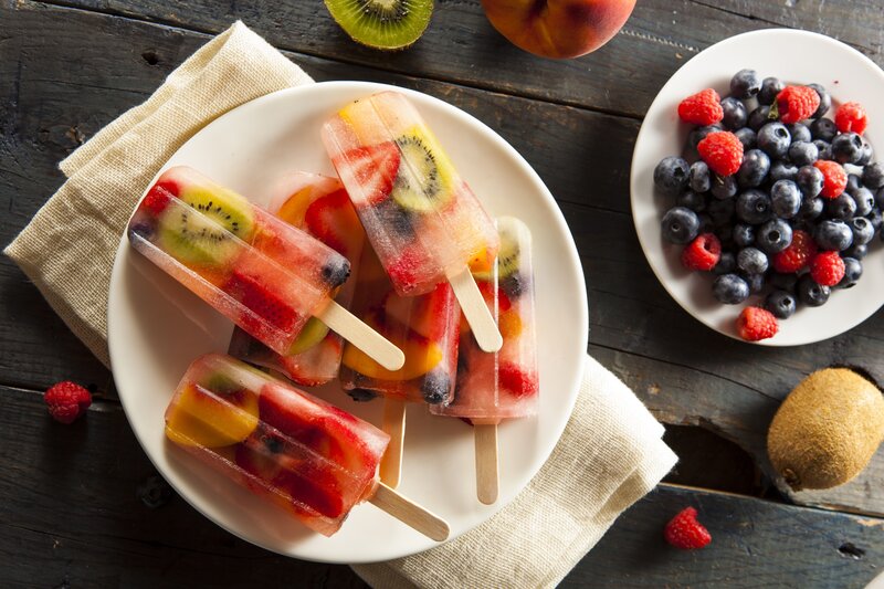 Fruit Popsicles on Plate