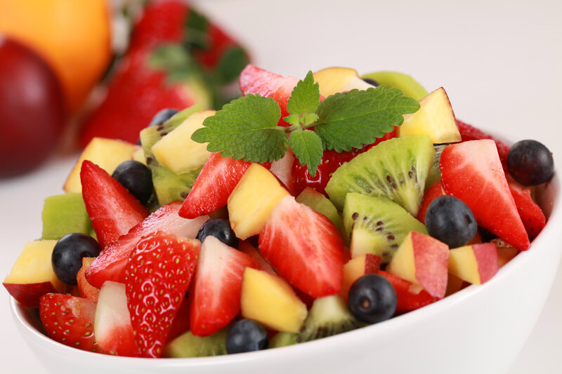 Fruit Salad in a Bowl — Red, Fresh, Photograph