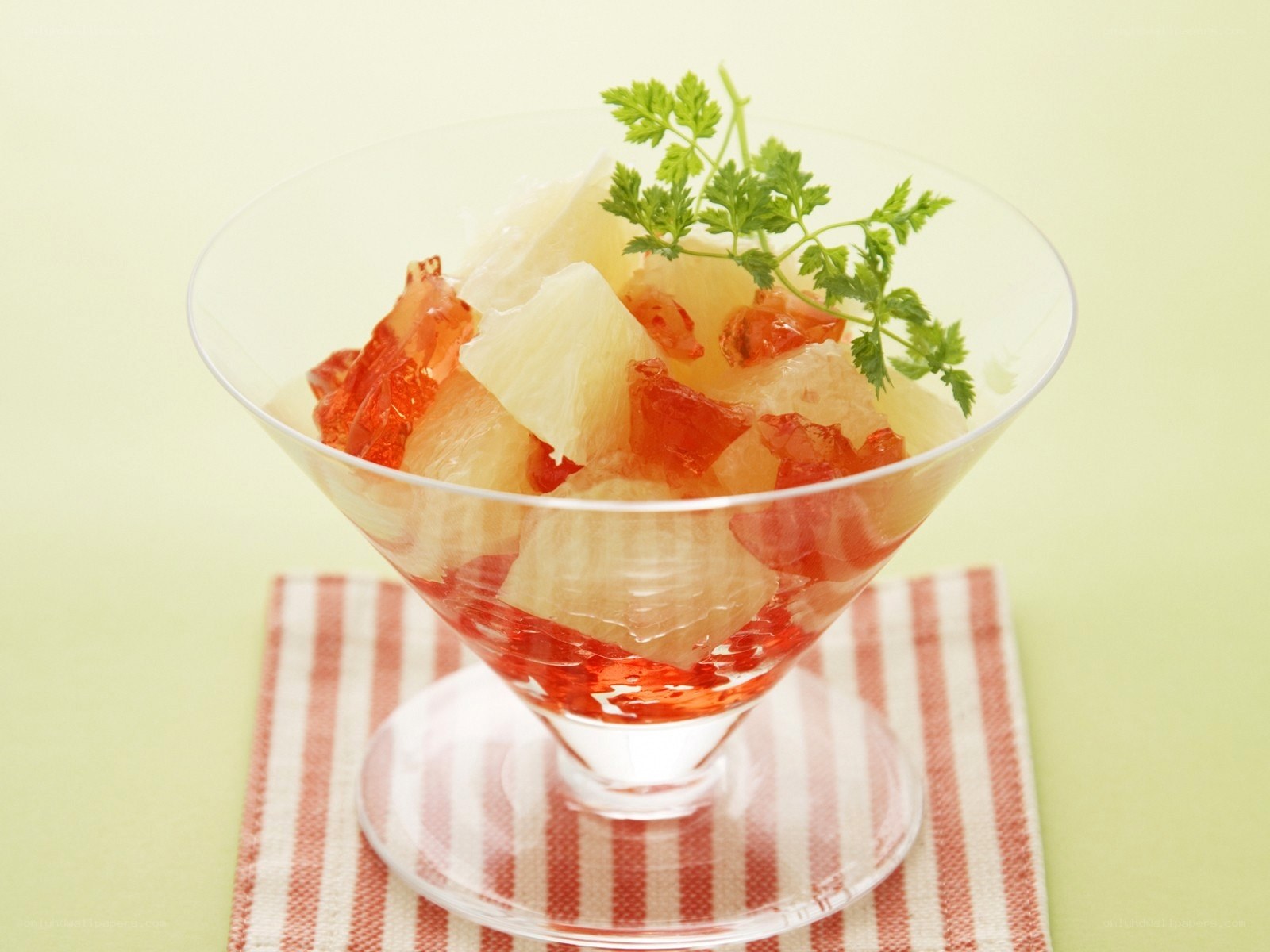 fruit salad in a glass bowl