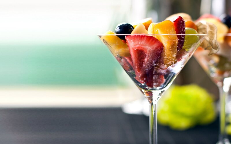 fruit salad in a martini glass