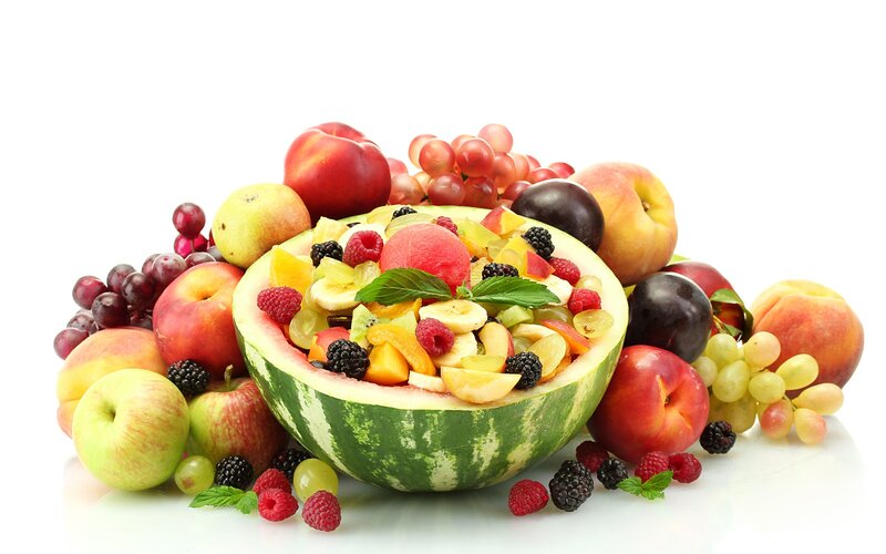 fruit salad in a watermelon bowl