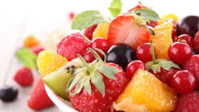 Fruit Salad in Bowl — Red