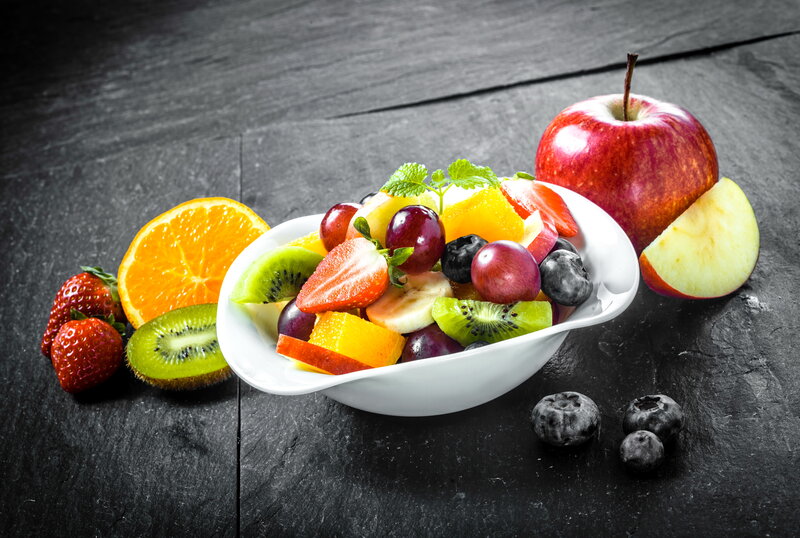 Fruit Salad in Bowl — White