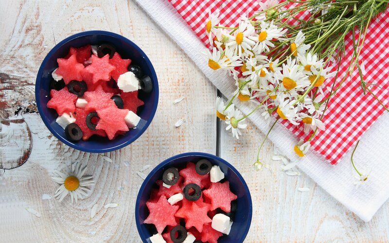 Fruit Salad in Bowls — Red, Fresh