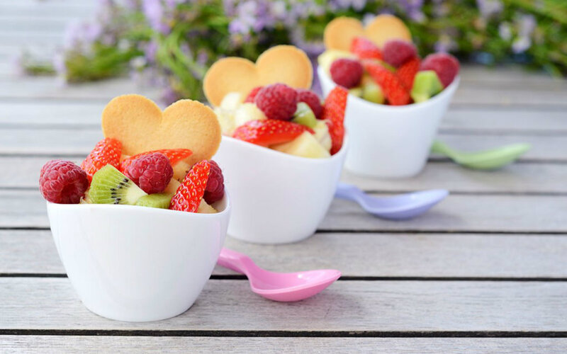 Fruit Salad in Bowls — White
