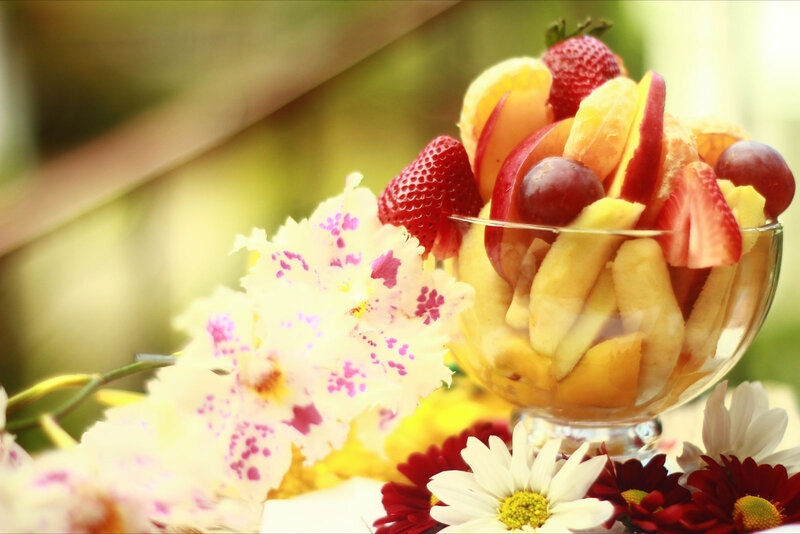 Fruit Salad in Glass Bowl — Yellow