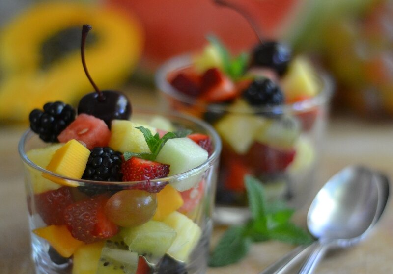 Fruit Salad in Glasses — Yellow, Fresh