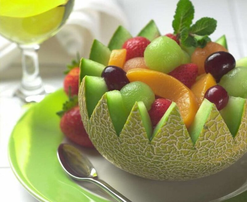 Fruit Salad in Melon Bowl — Green
