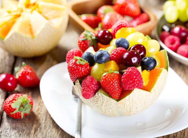 Fruit Salad in Melon Bowl — Red