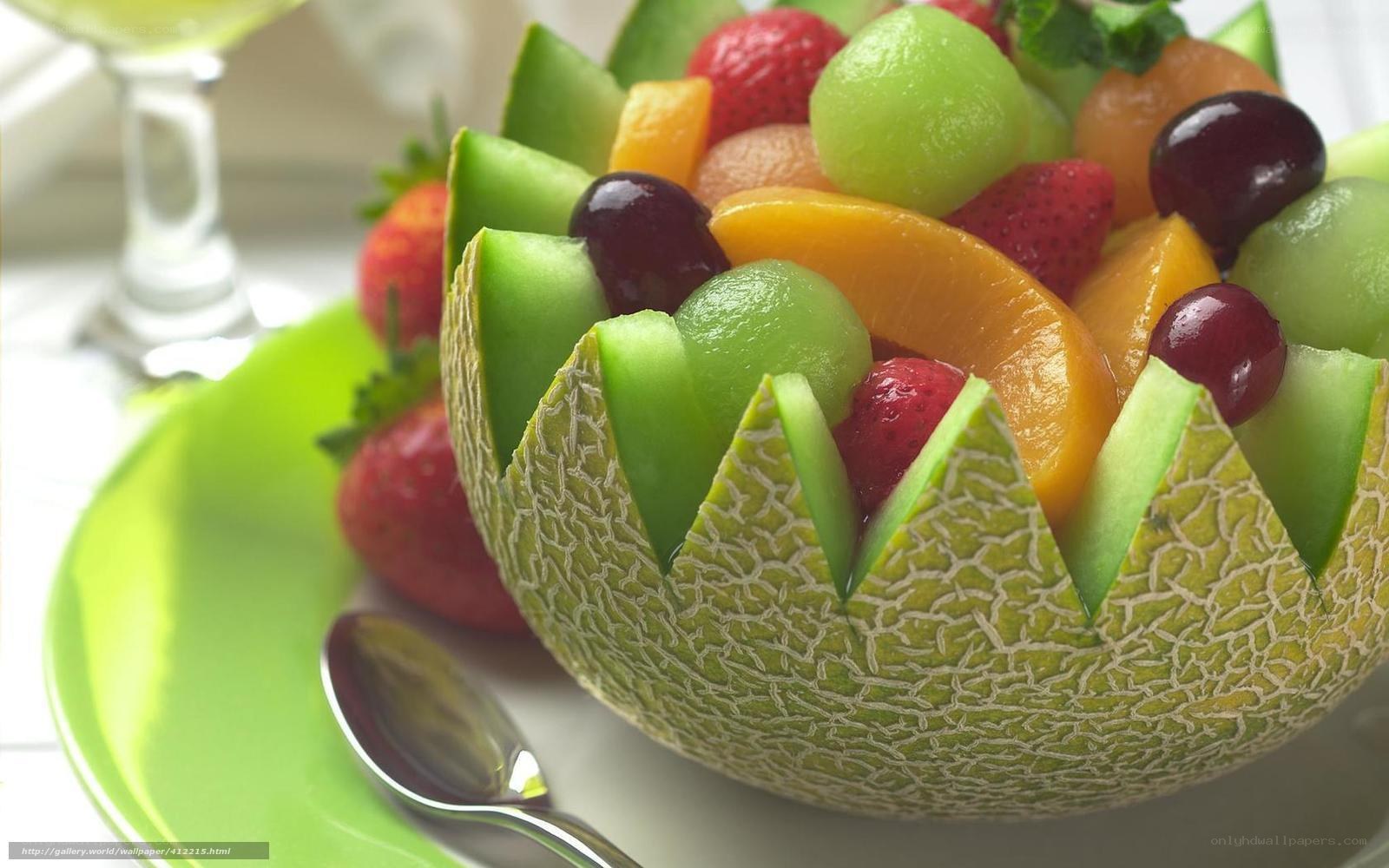 fruit salad in melon bowl