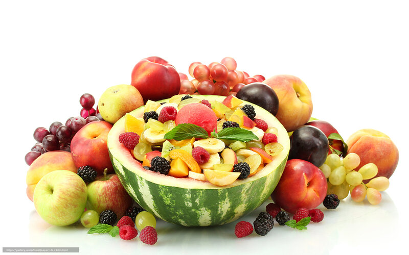 Fruit Salad in Watermelon Bowl — Green, Fresh